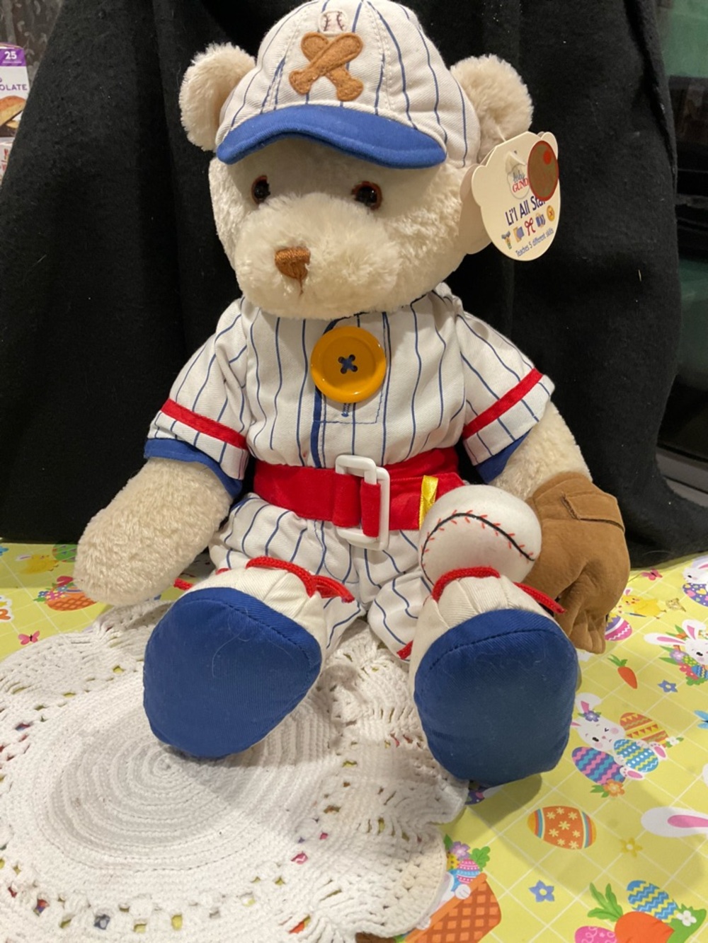 BP-GUND Lil' All Star Baseball Bear - Cream, Blue & Red-LEARNING ITEM RARE